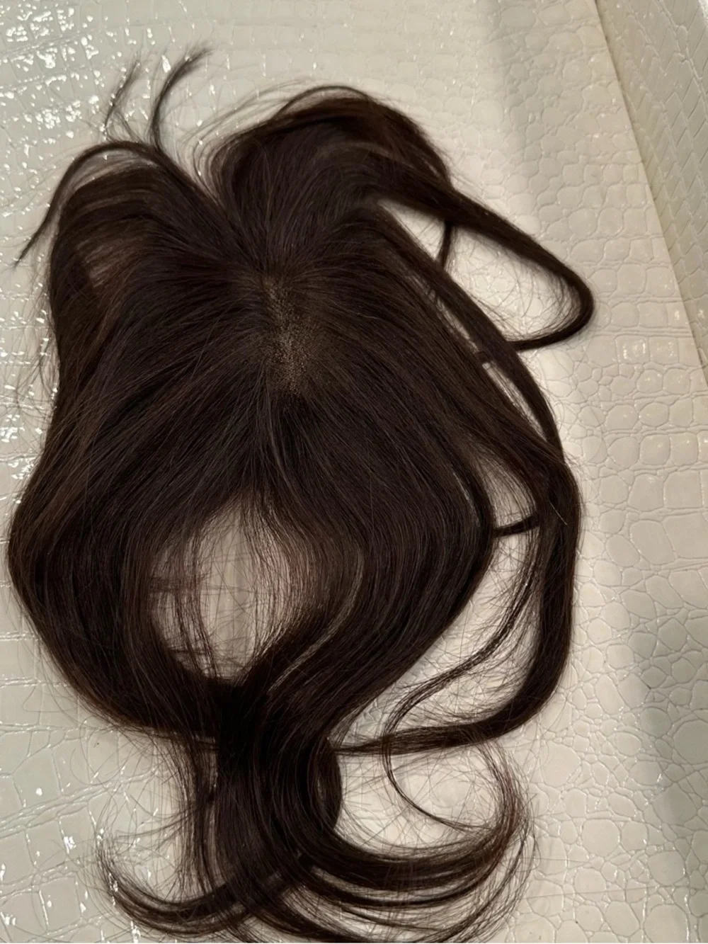 11” Dark Brown Human Hair Topper with Bangs Hair Extensions #TF4‎